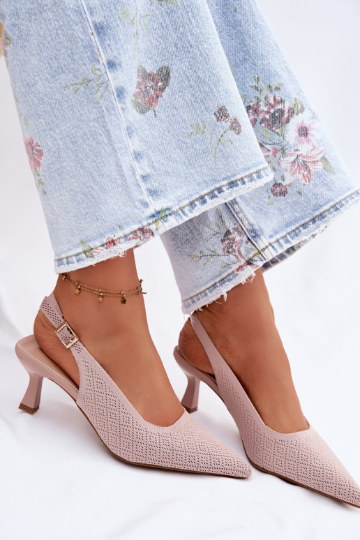 materiál Sandále na vysokom podpätku Ružová Delessa