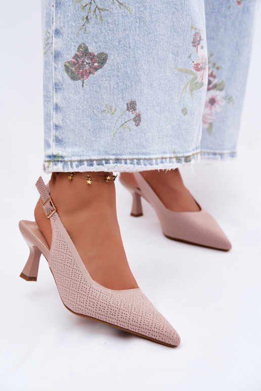 materiál Sandále na vysokom podpätku Ružová Delessa