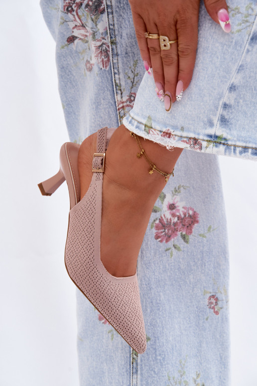 materiál Sandále na vysokom podpätku Ružová Delessa