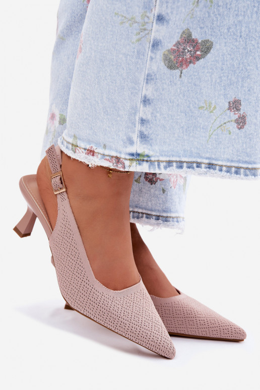 materiál Sandále na vysokom podpätku Ružová Delessa