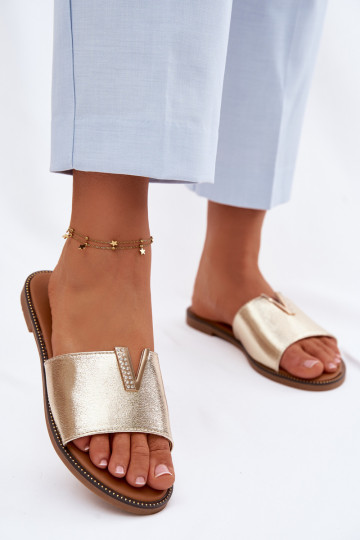 Papuče Dámsky byt S Ornatem Detalem V zlatej farby Nelmira 2