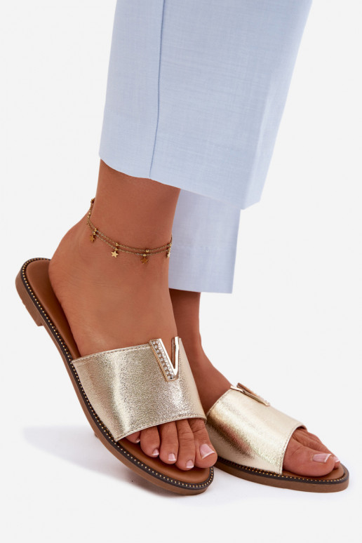 Papuče Dámsky byt S Ornatem Detalem V zlatej farby Nelmira