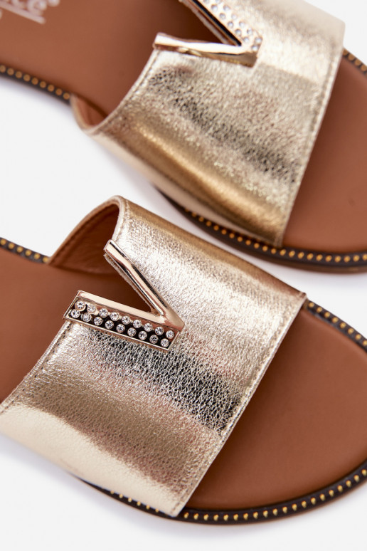 Papuče Dámsky byt S Ornatem Detalem V zlatej farby Nelmira