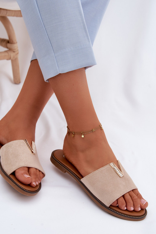 Papuče Dámsky byt S Ornatem Detalem V béžová Nelmira