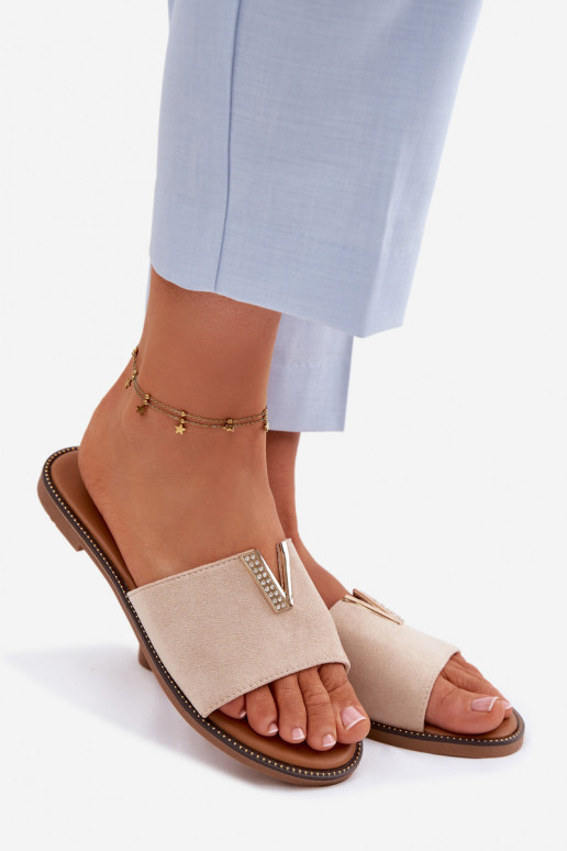 Papuče Dámsky byt S Ornatem Detalem V béžová Nelmira