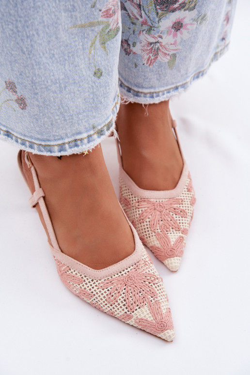 Sandále na vysokom podpätku s kvetmi Ružová Kelmira