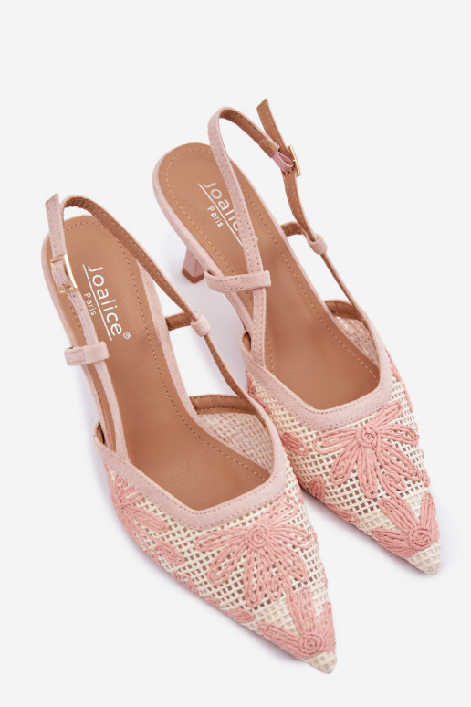 Sandále na vysokom podpätku s kvetmi Ružová Kelmira