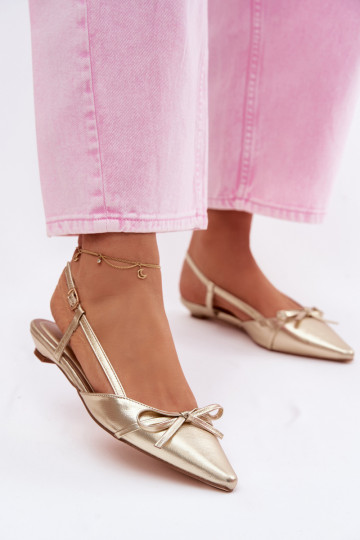 Dámske sandáleImitacji Skóry Zapnuté nízkom opätku zlatej farby Jelmera 2