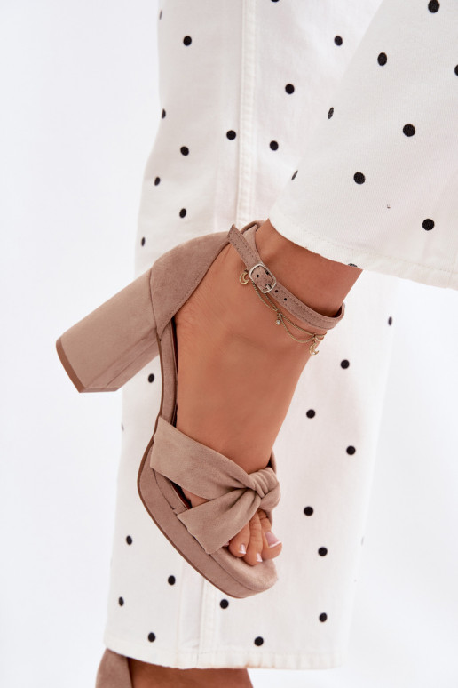 Dámske sandále na vysokom opätkuImitacji zo semišuu béžová Rosetta