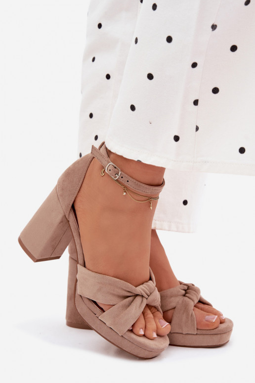 Dámske sandále na vysokom opätkuImitacji zo semišuu béžová Rosetta