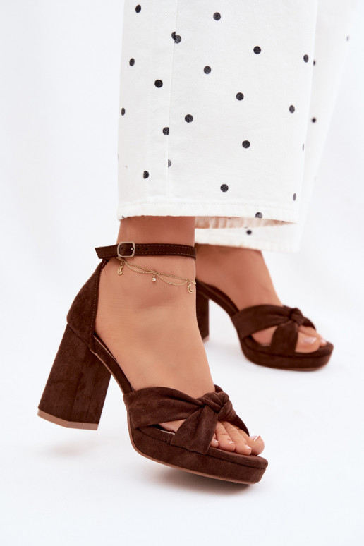 Dámske sandále na vysokom opätkuImitacji zo semišuu CzekoladoIne Rosetta