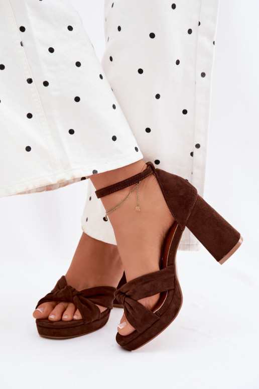 Dámske sandále na vysokom opätkuImitacji zo semišuu CzekoladoIne Rosetta
