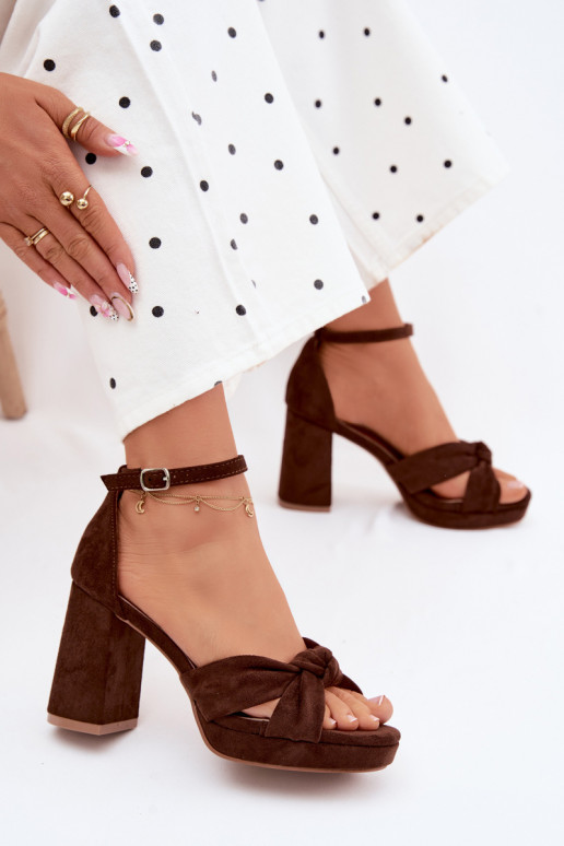 Dámske sandále na vysokom opätkuImitacji zo semišuu CzekoladoIne Rosetta