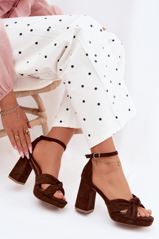 Dámske sandále na vysokom opätkuImitacji zo semišuu CzekoladoIne Rosetta