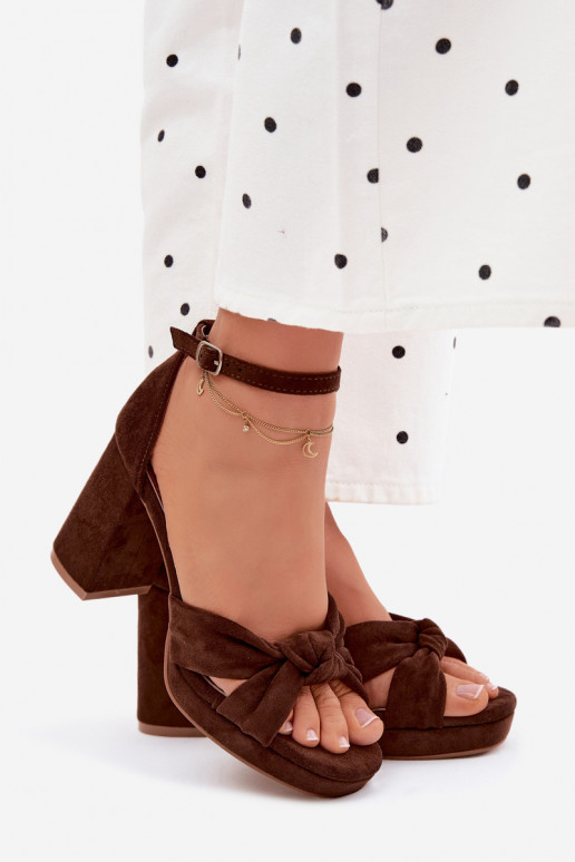 Dámske sandále na vysokom opätkuImitacji zo semišuu CzekoladoIne Rosetta