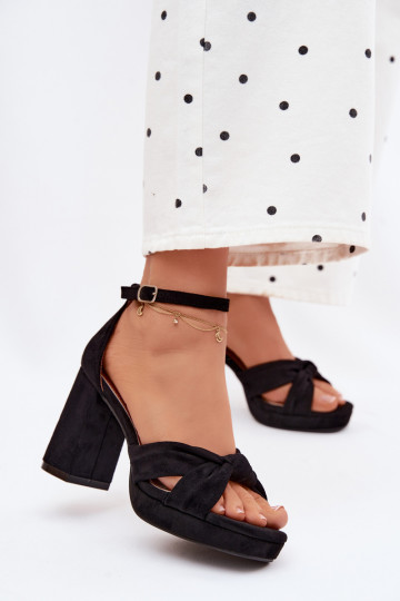 Dámske sandále na vysokom opätkuImitacji zo semišuu čierna Rosetta 2