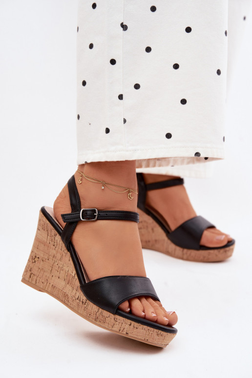 Dámske sandále s platformou čierna Clarabella