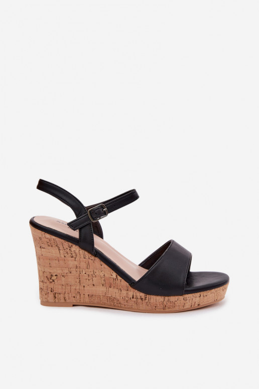 Dámske sandále s platformou čierna Clarabella