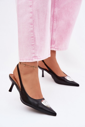 Dámske sandále s tenkými podpätkami S Ornatem Detalem čierna Isadora 2