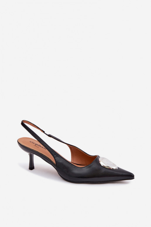 Dámske sandále s tenkými podpätkami S Ornatem Detalem čierna Isadora