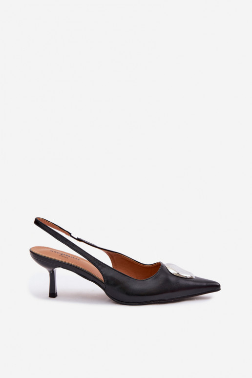 Dámske sandále s tenkými podpätkami S Ornatem Detalem čierna Isadora