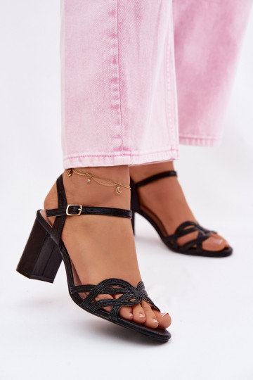 Dámske sandále na vysokom opätku čierna Antonella 2