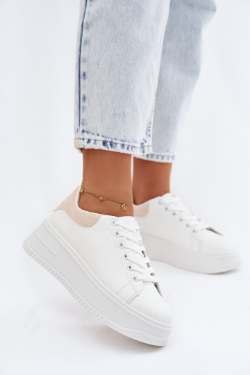 Tenisky model obuvi Dámske s platformouImitacji Skóry biely-béžová Calinae 2