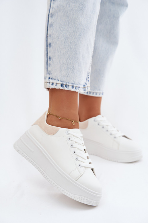 Tenisky model obuvi Dámske s platformouImitacji Skóry biely-béžová Calinae