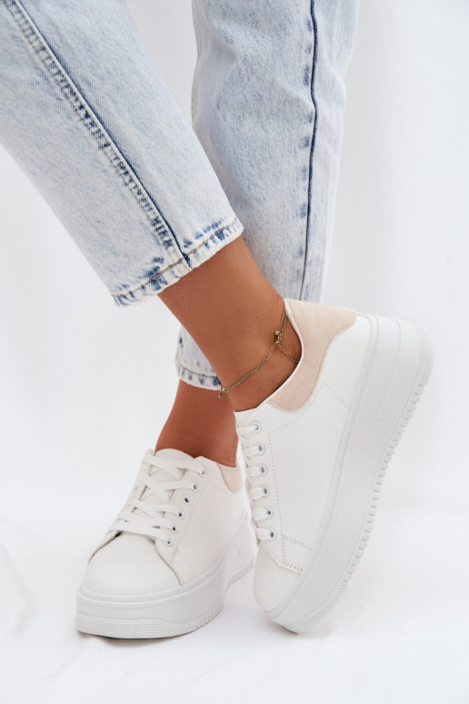 Tenisky model obuvi Dámske s platformouImitacji Skóry biely-béžová Calinae