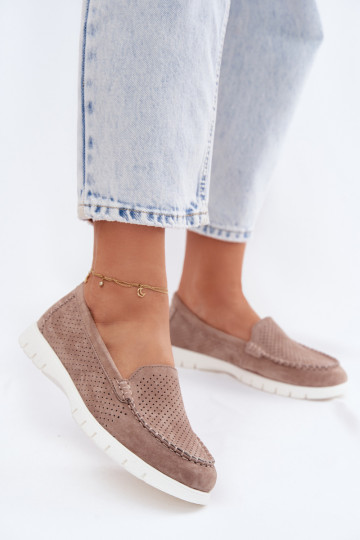 dámske mokasínyZapnutéturalnego zo semišuu Vinceza 95360 béžová