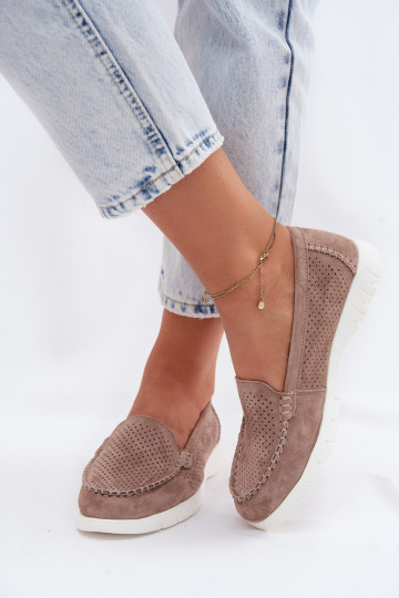 dámske mokasínyZapnutéturalnego zo semišuu Vinceza 95360 béžová 2