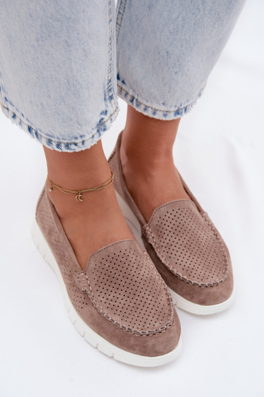 dámske mokasínyZapnutéturalnego zo semišuu Vinceza 95360 béžová