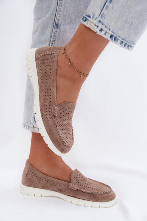 dámske mokasínyZapnutéturalnego zo semišuu Vinceza 95360 béžová