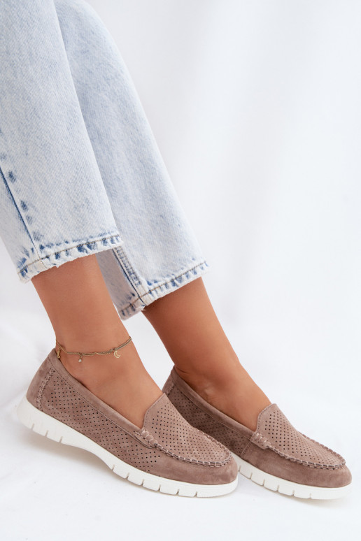 dámske mokasínyZapnutéturalnego zo semišuu Vinceza 95360 béžová