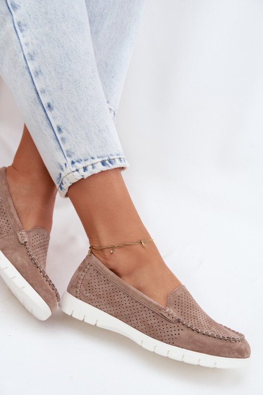 dámske mokasínyZapnutéturalnego zo semišuu Vinceza 95360 béžová