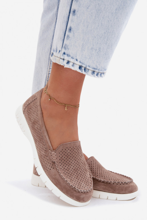 dámske mokasínyZapnutéturalnego zo semišuu Vinceza 95360 béžová