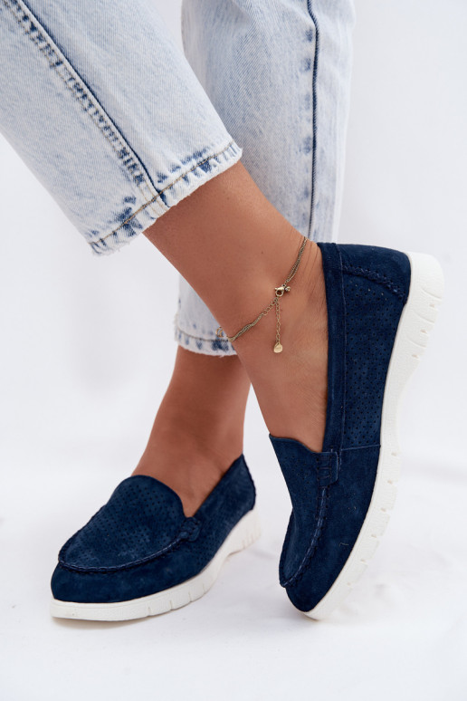 dámske mokasínyZapnutéturalnego zo semišuu Vinceza 95360 tmavomodrá