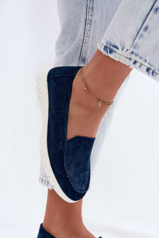 dámske mokasínyZapnutéturalnego zo semišuu Vinceza 95360 tmavomodrá