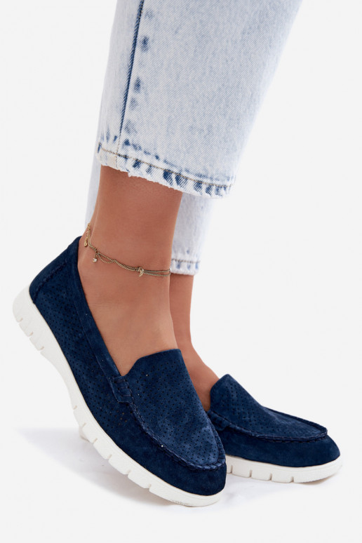 dámske mokasínyZapnutéturalnego zo semišuu Vinceza 95360 tmavomodrá