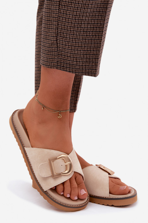 Dámske papuče so zlatými prackami slonovina Elviane