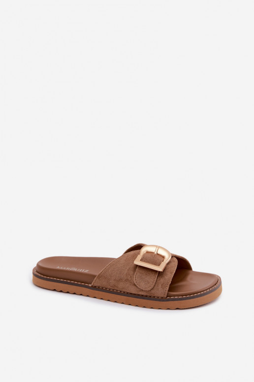 Dámske papuče so zlatými prackami béžová Elviane