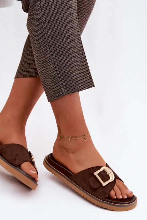 Dámske papuče so zlatými prackami CzekoladoIne Elviane