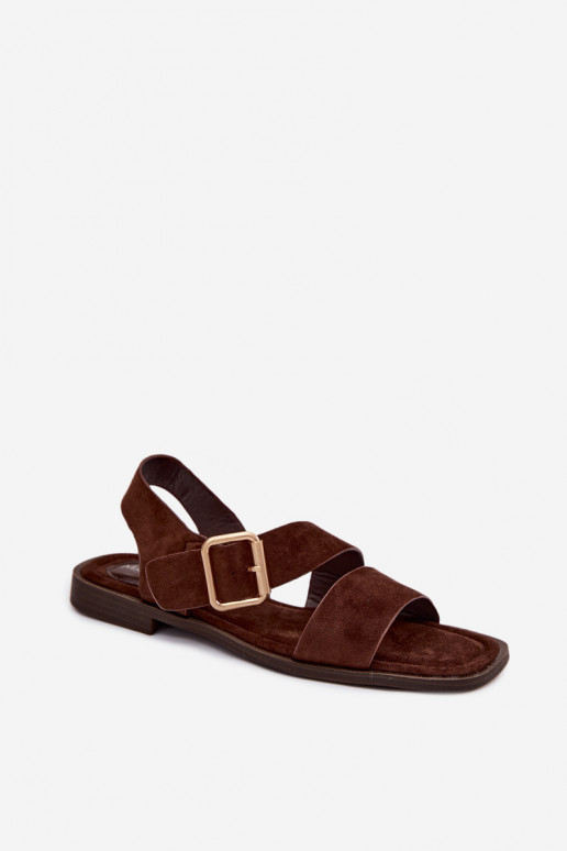 Dámske sandále so širokými podpätkami so zlatými prackami CzekoladoIne Verissea