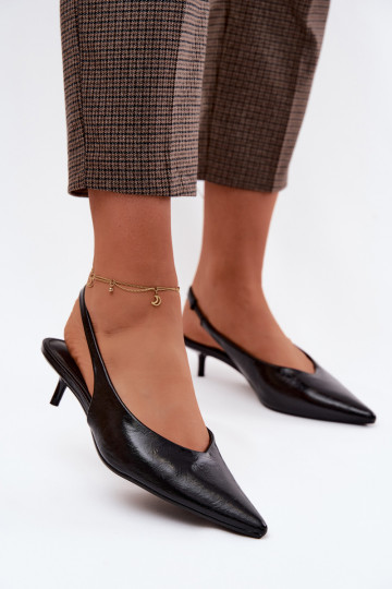 Lakované sandále pre ženyImitacji Skóry s podpätkami čierna Averelle 2