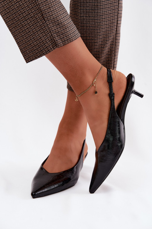 Lakované sandále pre ženyImitacji Skóry s podpätkami čierna Averelle