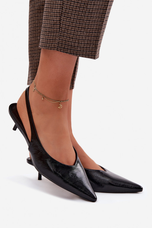 Lakované sandále pre ženyImitacji Skóry s podpätkami čierna Averelle