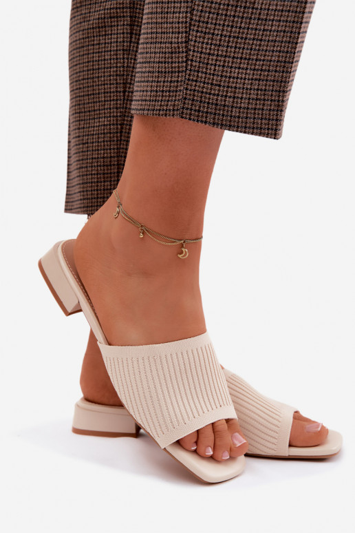 materiál Dámske papuče so širokými podpätkami slonovina Belissea