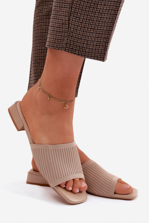 materiál Dámske papuče so širokými podpätkami béžová Belissea