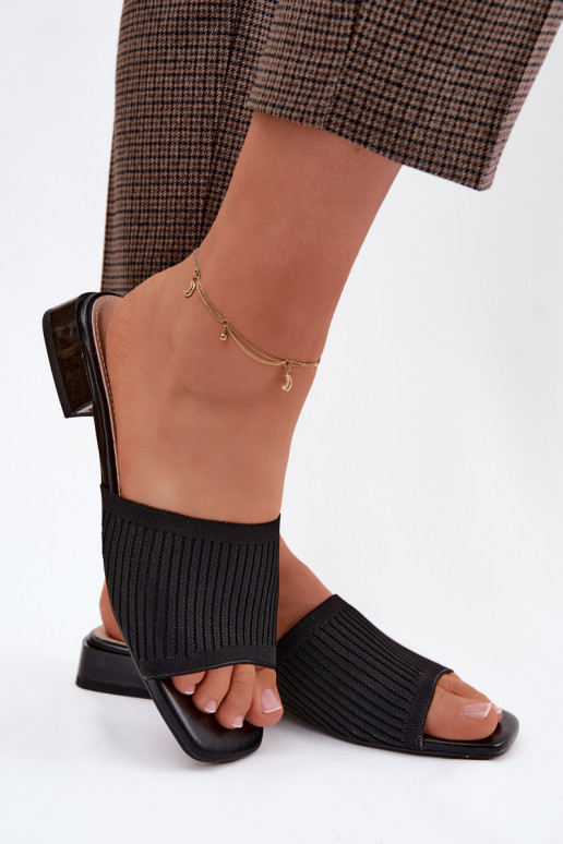 materiál Dámske papuče so širokými podpätkami čierna Belissea