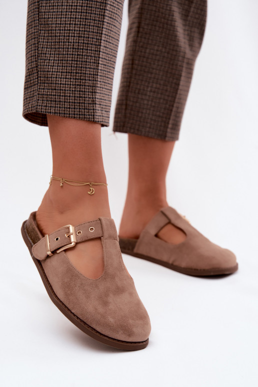 Dámske papuče MuleImitacji zo semišuu béžová Melvia